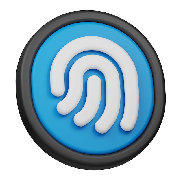 icono 3D de huella dactilar aislado en el fondo blanco