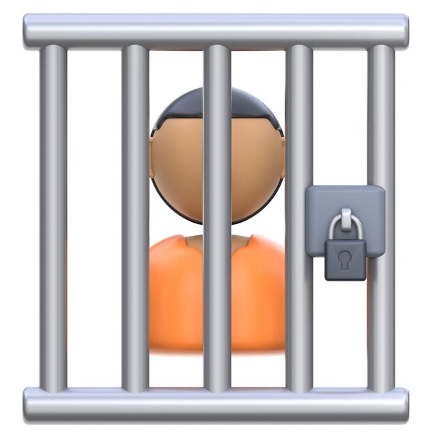 Icono 3D Prisionero Ilustración 3D Elemento 3D Rendering Elementos gráficos Elemento de diseño