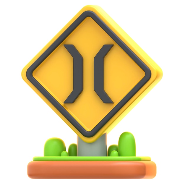 Ícono 3D Puente estrecho Signo 3D Ilustración 3D Elemento 3D Rendering Elementos gráficos Elemento de diseño