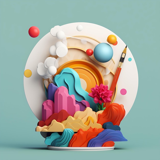 Foto Ícono 3d que representa la creatividad y la inspiración