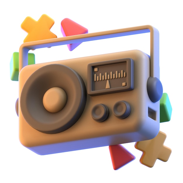 Icono 3d Radio vieja Ilustración 3d Elemento 3d Rendering Elementos gráficos Elemento de diseño