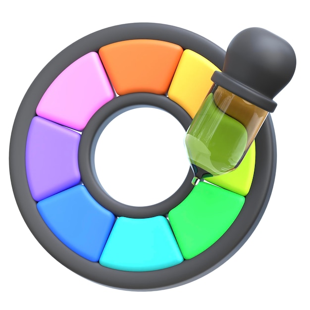 Icono 3D Rueda de colores Ilustración 3D Elemento 3D Rendering Elemento gráfico Elemento de diseño