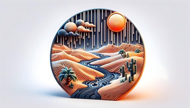 Icono 3D del Sáhara después de la lluvia Capturando el paisaje raro y único transformado por la lluvia en el Sáhara