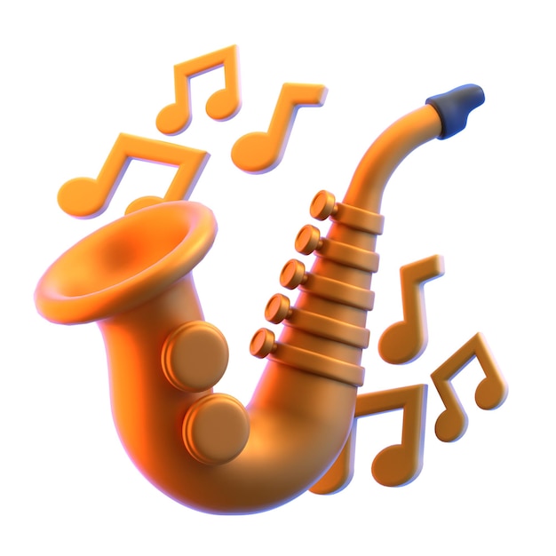 Icono 3d saxofón ilustración 3d elemento 3d renderización elementos gráficos elemento de diseño