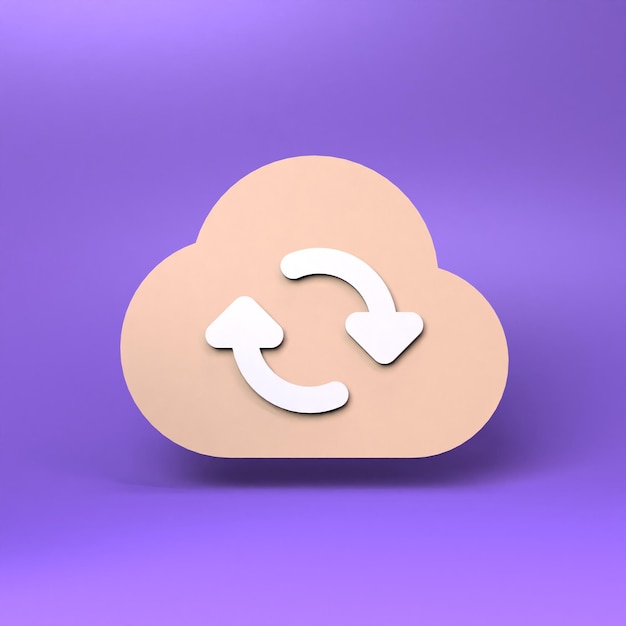 Icono de actualización de datos en la nube Ilustración de procesamiento 3d