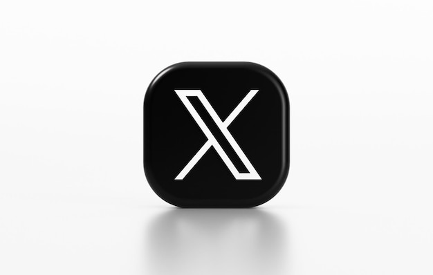 Icono aislado de la aplicación X en un fondo de color blanco en renderización 3D