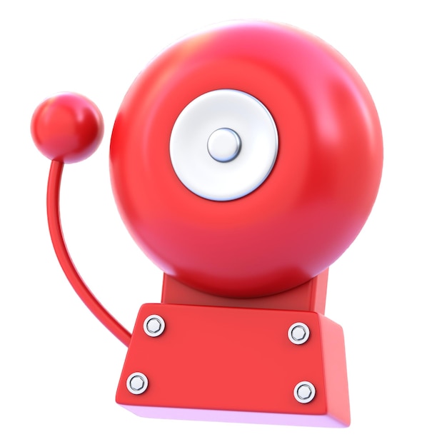 Icono de alarma de incendio 3D de dibujos animados Tema de bomberos Símbolo de alerta de seguridad industrial para el Día del Trabajo