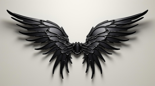 icono de alas negras en fondo blanco imagen 3D