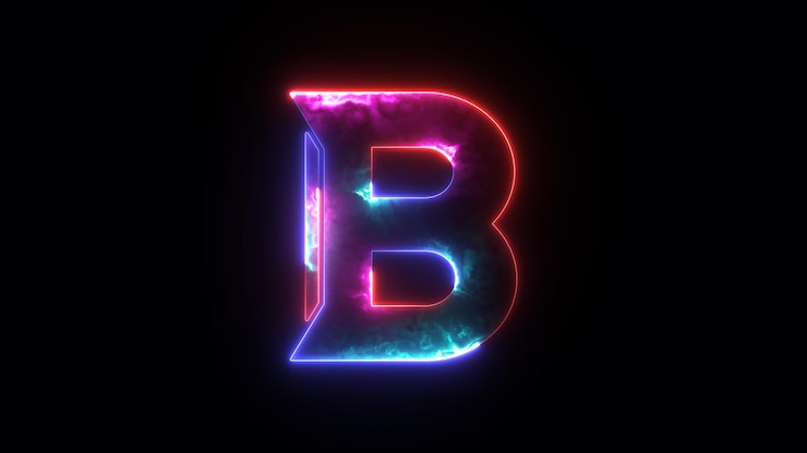 Foto icono del alfabeto b azul y púrpura de neón brillante icono del alfabetos b brillante letra brillante