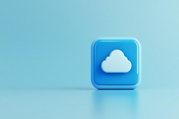 Icono de almacenamiento en la nube sobre fondo azul