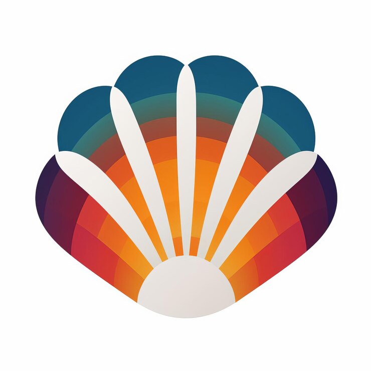 Foto icono de almeja minimalista con mezclas de gradientes digitales y arte ndebele