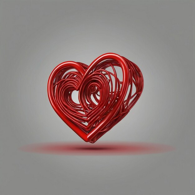 Foto icono de amor rojo 3d dibujado a mano