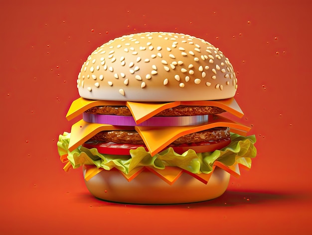 Icono de la aplicación Burger de estilo 3d aislado en un fondo colorido IA generativa