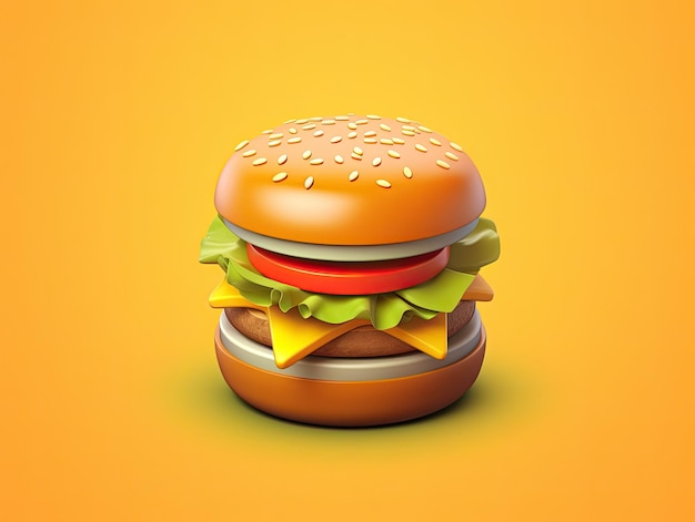 Icono de la aplicación Burger de estilo 3d aislado en un fondo colorido IA generativa