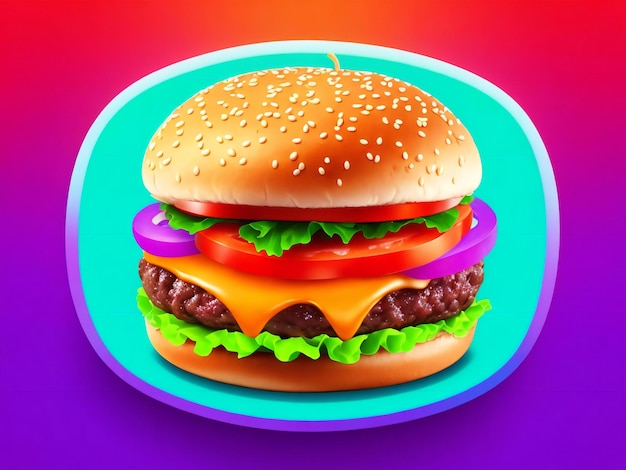 icono de la aplicación de hamburguesa de estilo 3d aislado en un fondo colorido generado por ai