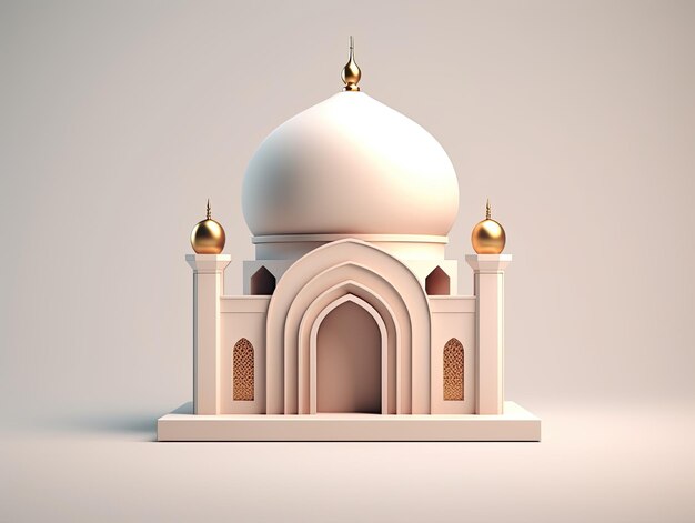 Icono de aplicación de islam musulmán de mezquita de estilo 3d aislado sobre fondo colorido IA generativa