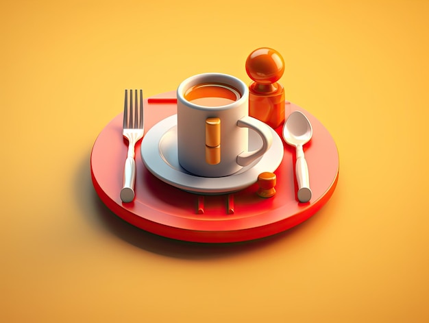 Icono de aplicación de restaurante de estilo 3d aislado en colores de fondo IA generativa