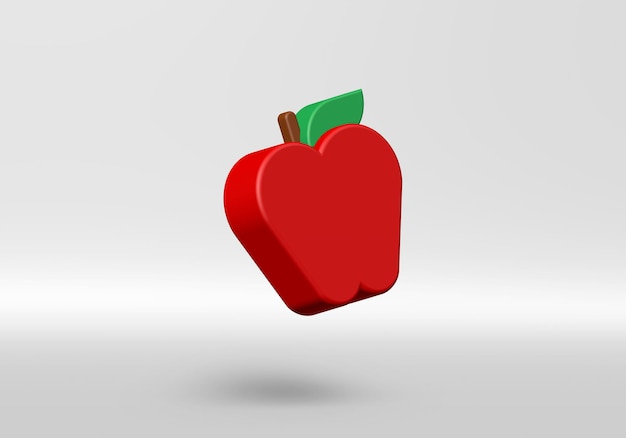 Icono de Apple 3D sobre fondo gris