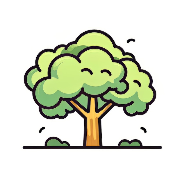 icono de árbol con ilustración de hojas