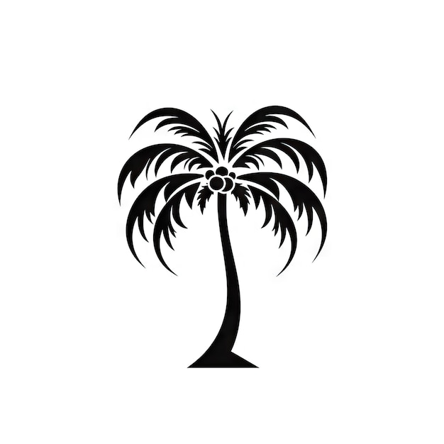 Icono del árbol de palma Árboles de coco Símbolo Vacaciones Pictograma Planta tropical de la playa Silueta del árbol de palma Ilustración generativa de IA