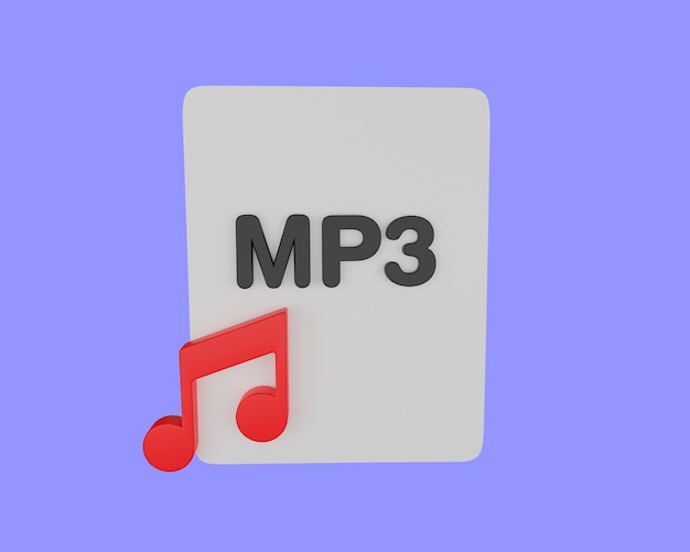 icono de archivo de audio mp3 render 3d.