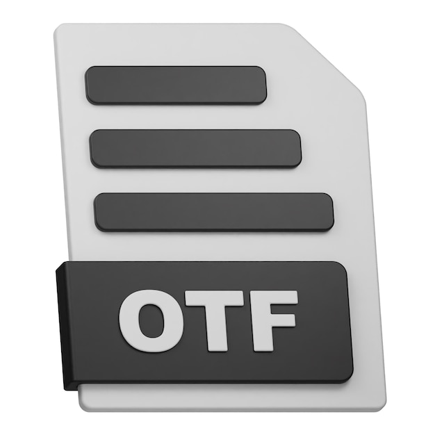 icono de archivo otf 3d aislado en el fondo blanco