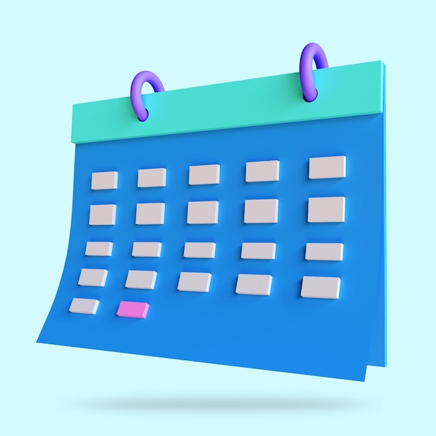 Icono de asignación de calendario calendario de planificación mensual día mes año tiempo concepto 3d render