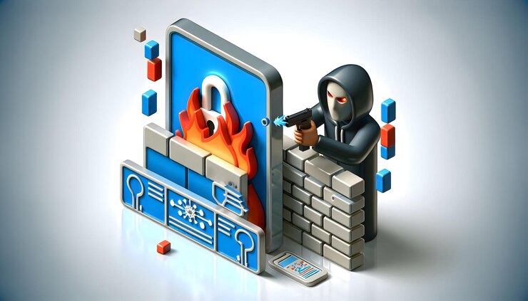 Foto icono de ataque de ingeniería social 3d emparejado con concepto de cortafuegos para protección cibernética ideal para vecto
