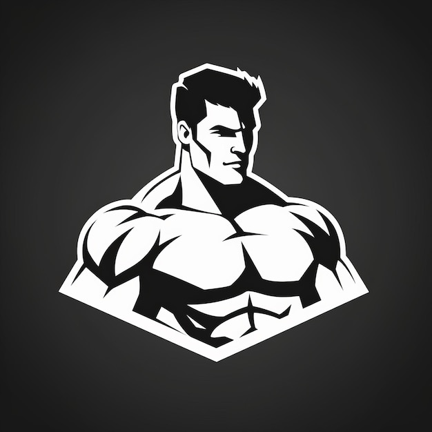El ícono del atleta de fitness muscular, el estilo de los cómics en gris oscuro
