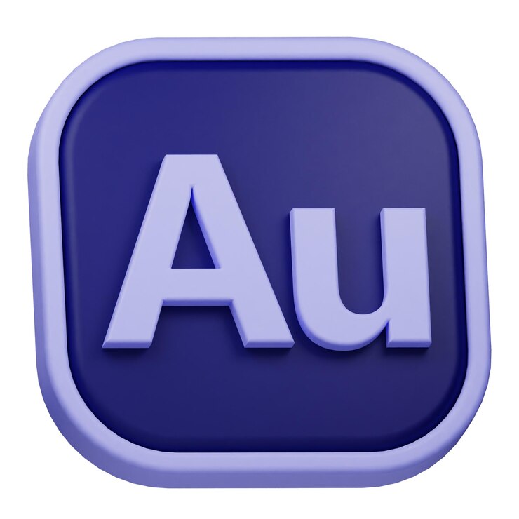 Foto icono de audición 3d de adobe aislado en el fondo blanco