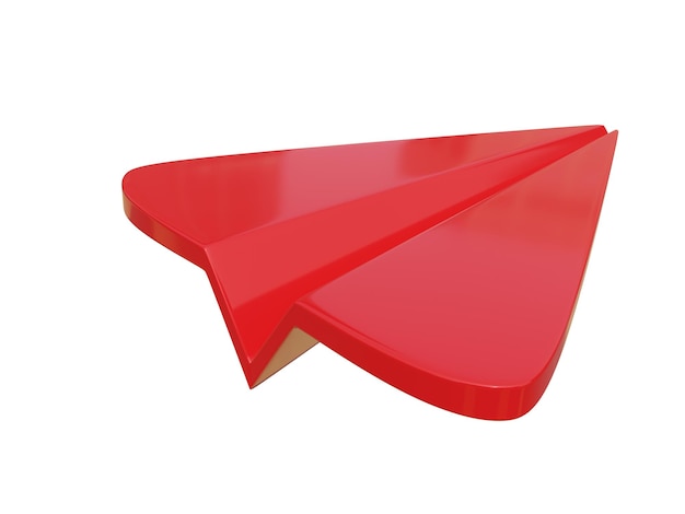 Icono de avión de papel rojo render 3d