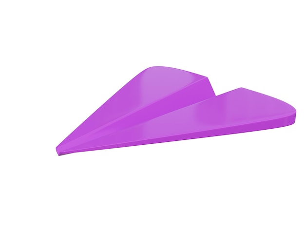 Icono de avión de papel violeta render 3d