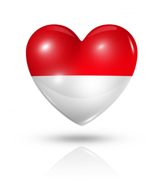 Icono de bandera de corazón de Indonesia de amor