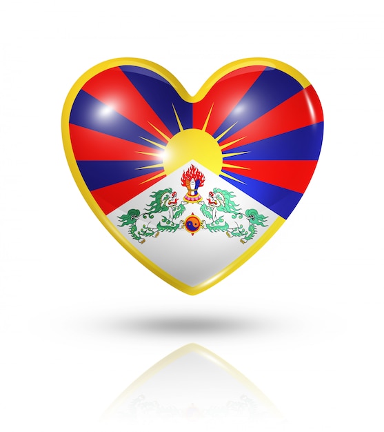 Icono de bandera de corazón de Tíbet de amor