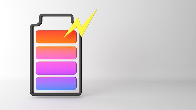 Icono de batería eléctrica en fondo blanco nueva tecnología eléctrica consumo de energía renderización 3D