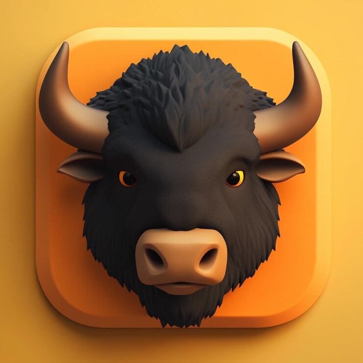 Foto icono de bisonte 3d ilustración de la vida silvestre estadounidense