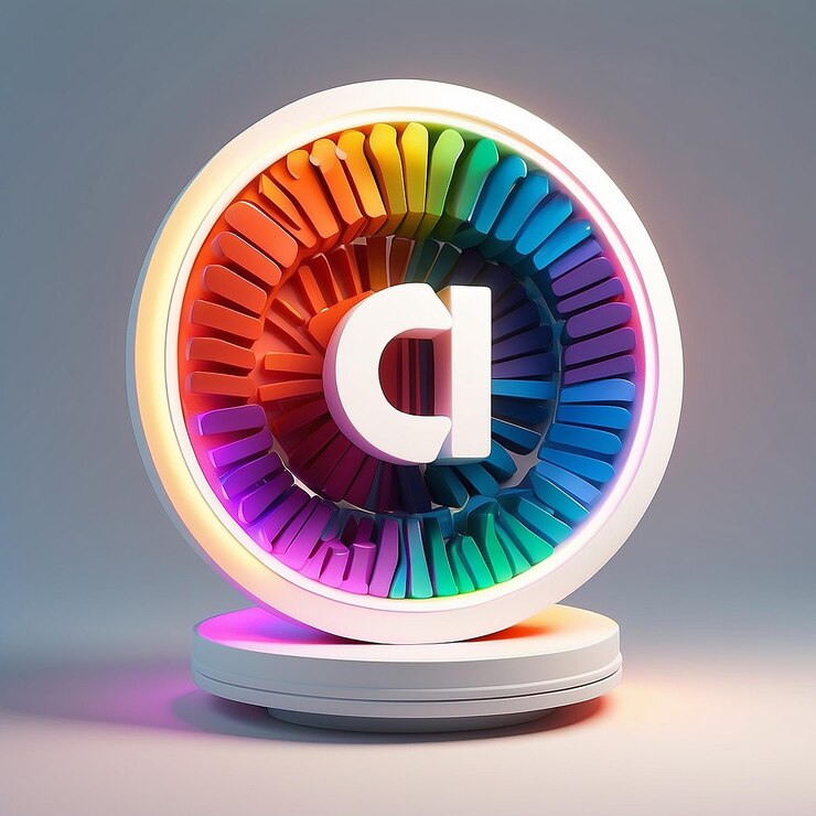 Foto un icono blanco con un logotipo de colores en él