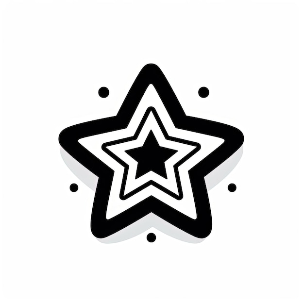 icono de boceto de diseño de ilustración de clip art de estrella negra y blanca en el estilo de animación dibujada a mano