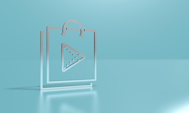 Icono de bolsas de compras de contorno, icono de reproducción. Ilustración 3D, representación 3D.