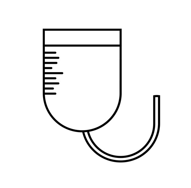 Icono de botella de solución salina sobre un fondo blanco