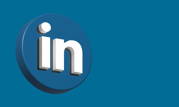 Icono de botón de círculo de LinkedIn Plantilla elegante 3D Espacio en blanco