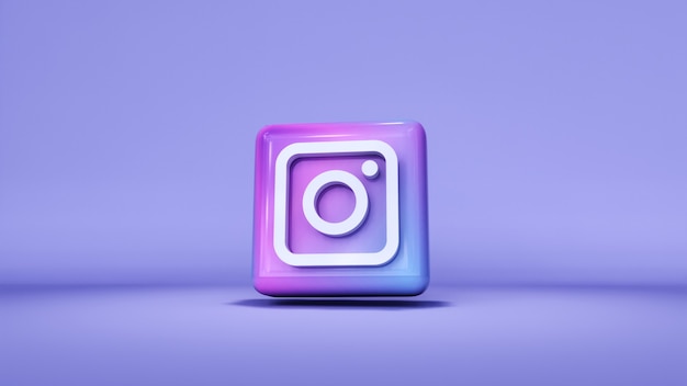 Foto icono de botón de logo de instagram 3d con espacio de copia. representación 3d