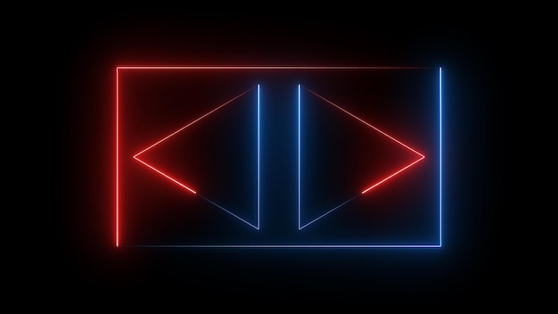 Icono de botón de reproducción de neón botón de reprodución brillante aislado en fondo negro