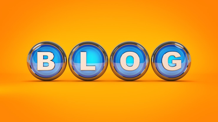 Foto icono brillante del blog. representación 3d