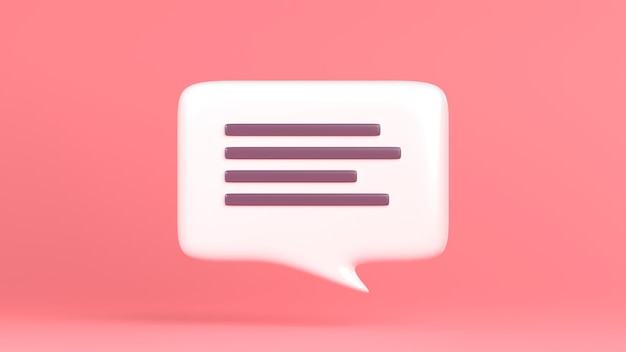 Icono de burbuja de voz de representación 3D aislado sobre fondo rosa