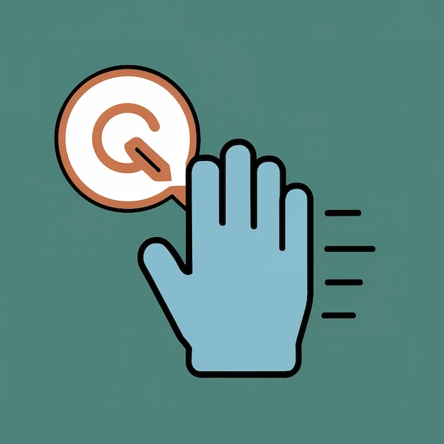 Foto icono para buscar e introducir información y una mano en un guante médico azul