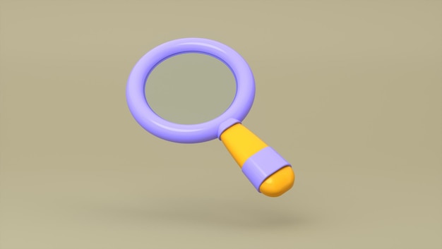 Icono de búsqueda con lupa o óptica en fondo beige Concepto de búsqueda Minimalismo de dibujos animados