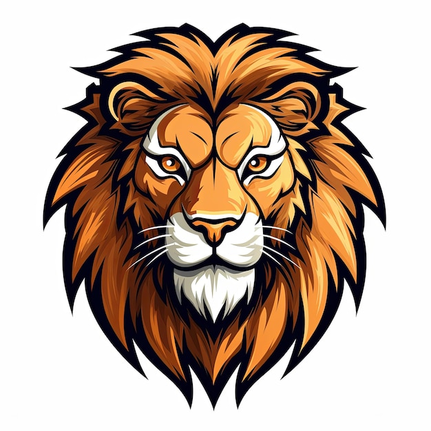Icono de cabeza de león rugiente pegatina clipart ilustración y concepto de logotipo de la mascota de los deportes electrónicos