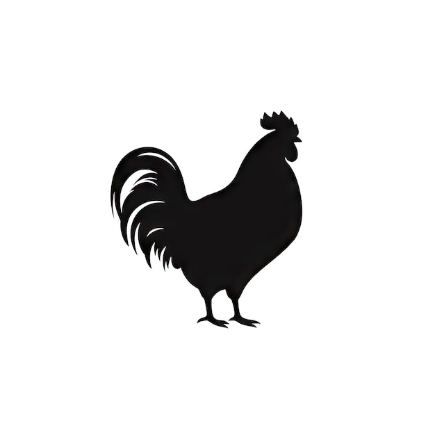 Icono de cabeza de pollo Galo silueta logotipo de granja avícola Símbolo de gallina Icono de pollo en fondo blanco Ilustración generativa de IA