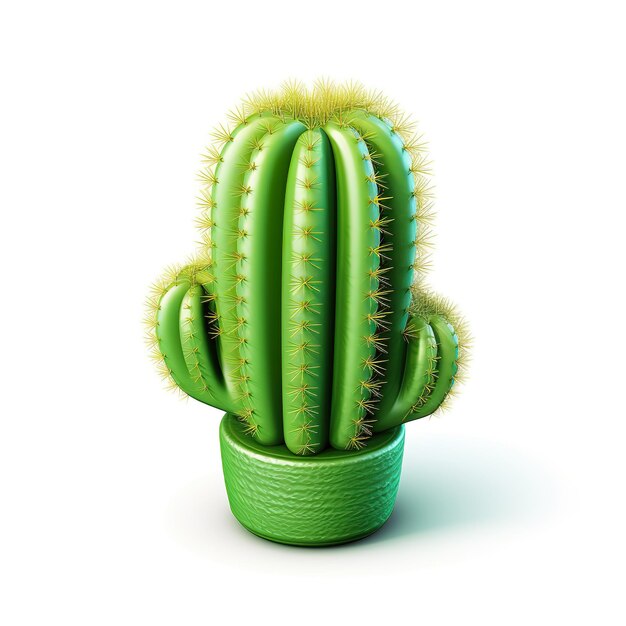 Foto un icono de cactus verde está en una olla con un fondo blanco.